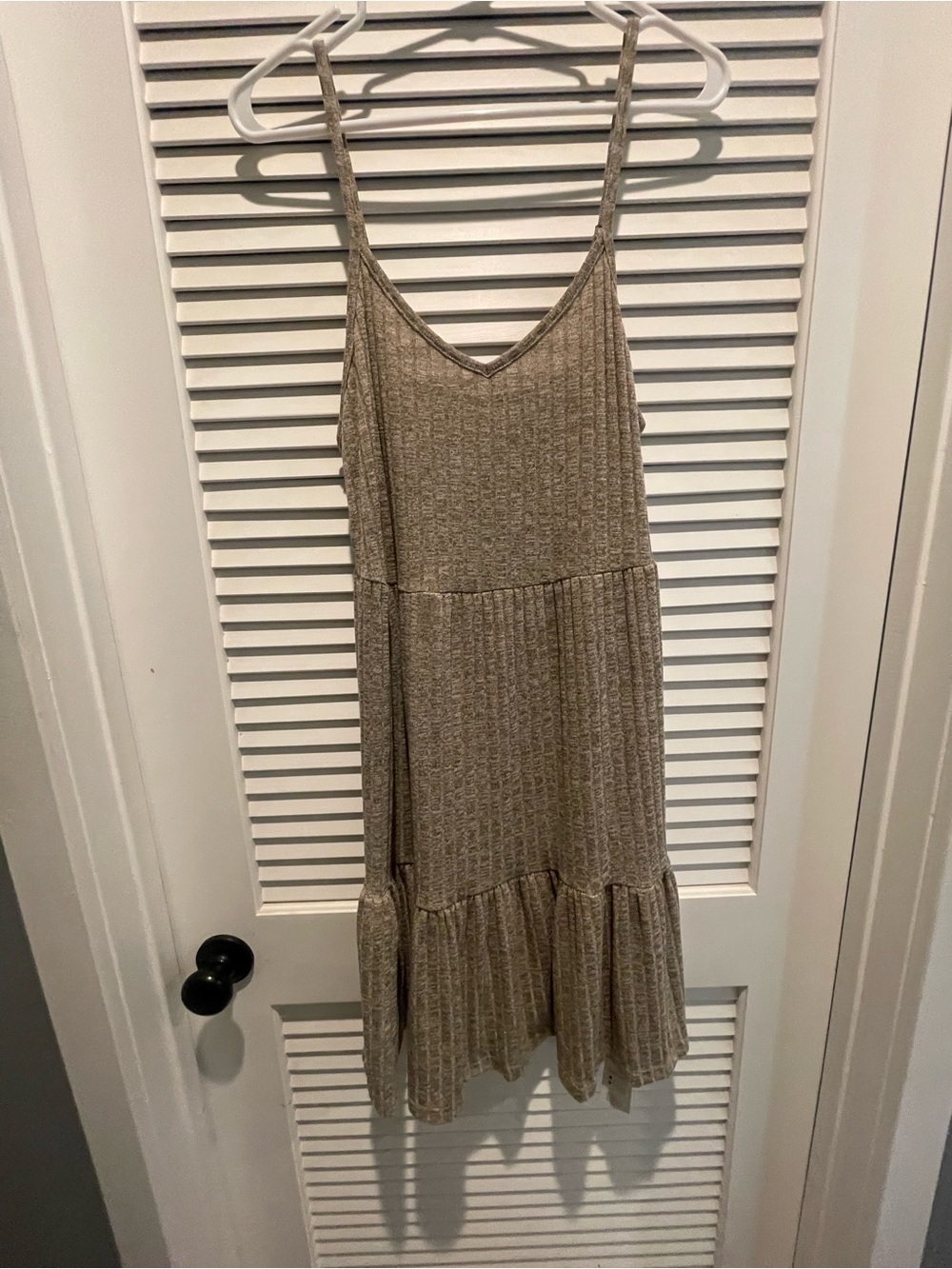 Cupshe Tan Ribbed Knit Midi Slip Dress